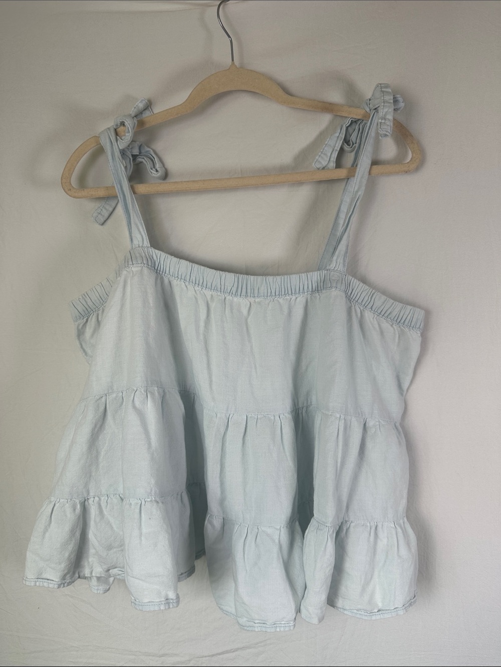 American Eagle Outfitters Pale Blue Tiered Tie-Shoulder Camisole